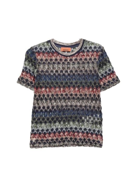 Missoni Gray Chevron-Knit T-Shirt
