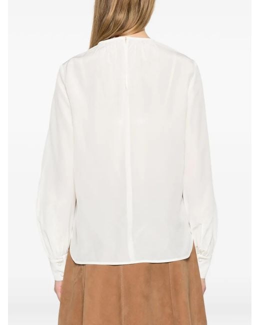 Max Mara White Mstcolmo Long-Sleeve Blouse