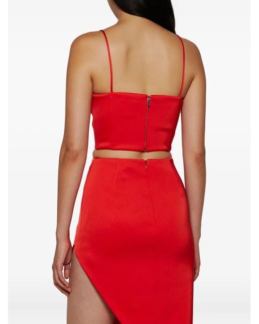 David Koma Red Cut-Out Spaghetti-Straps Top
