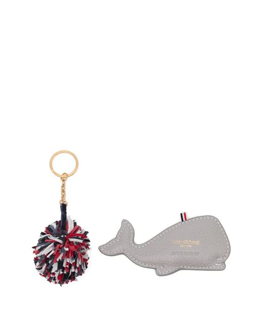 Thom Browne White Puffy Whale Key Ring for men