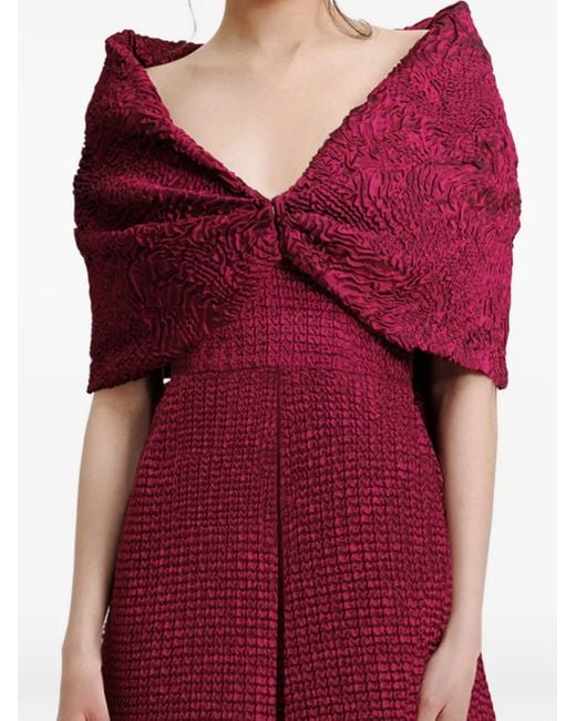 Gemy Maalouf Red Plunging V-Neck Maxi Dress