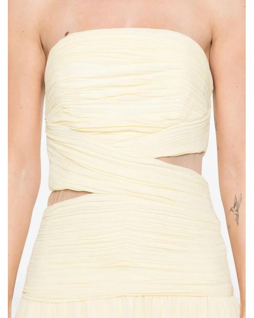 Self-Portrait White Georgette Strapless Maxi Dress