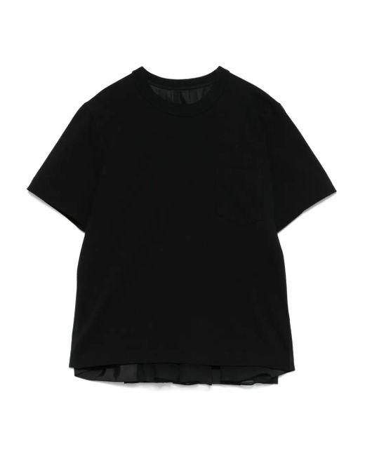 T-Shirt Con Design A Inserti di Sacai in Black