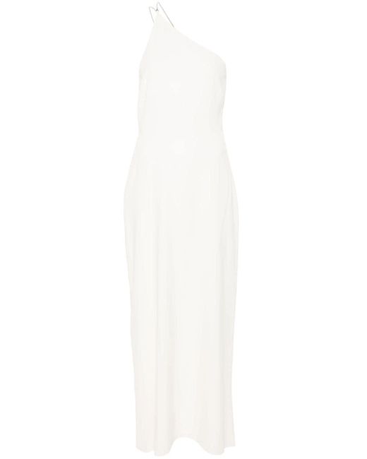 Robe en crêpe asymétrique à une épaule Calvin Klein en coloris White