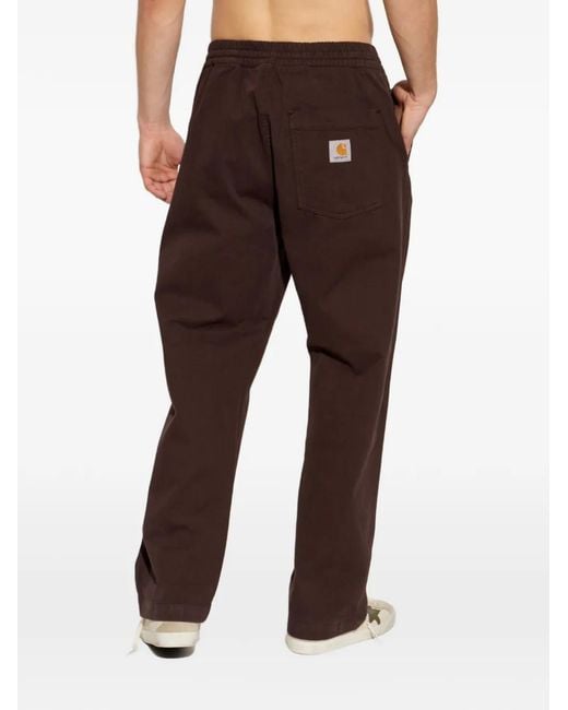 Carhartt Brown Floyde Logo-Patch Drawstring Trousers for men