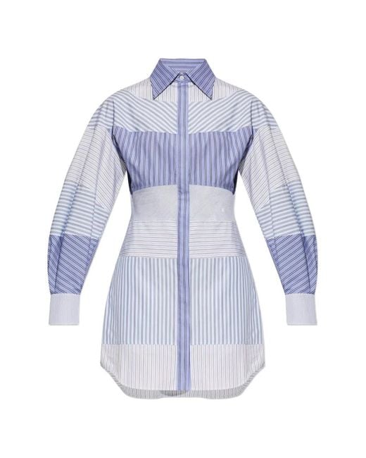 Moschino Gestreepte Blousejurk Met Patchwork in het Blue
