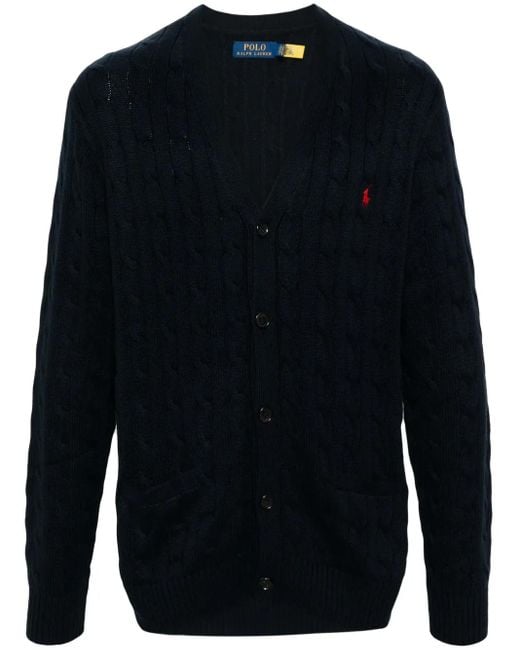 Cardigan En Maille Torsadée À Logo Brodé Polo Ralph Lauren pour homme en coloris Blue