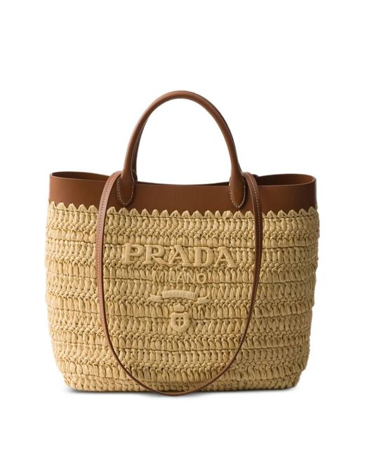 Prada Metallic Small Crochet Tote Bag