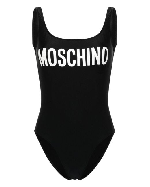 Moschino Black Badeanzug mit Logo-Print