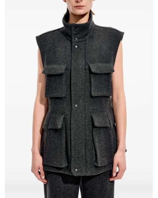 JNBY Black Multi-Pocket Stand-Collar Vest