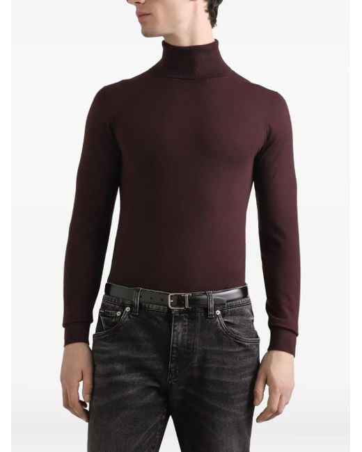 Dolce & Gabbana Purple Cashmere Turtleneck Pullover for men