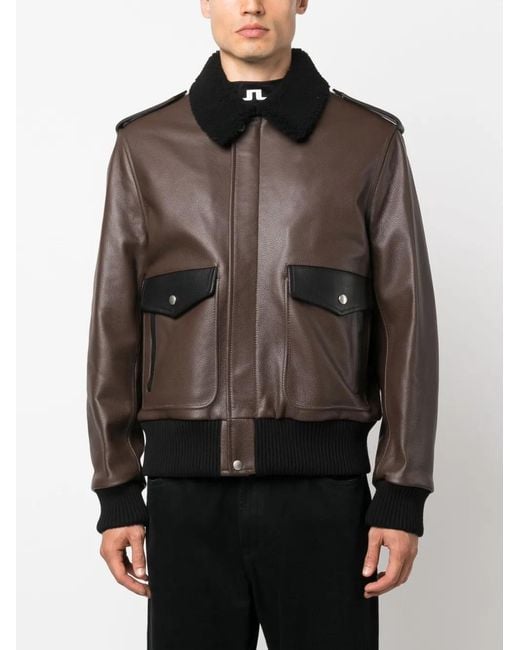 Palm Angels Brown Racing Aviator Leather Jacket