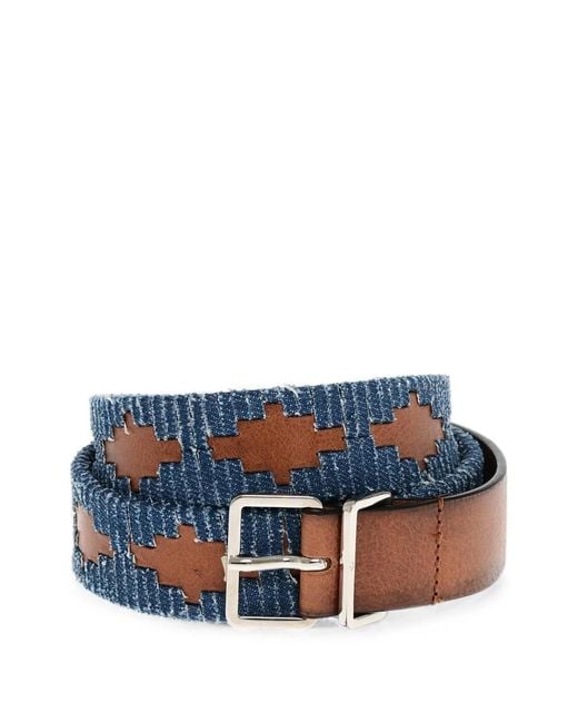 DSquared² White Denim-Panel Leather Belt for men