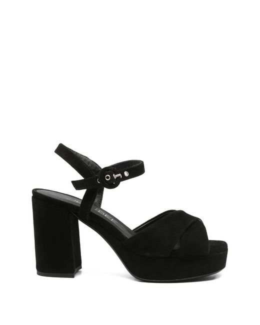 Julie Dee Black Crossover-Strap Sandals