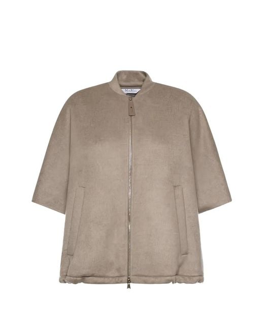 Weekend by Maxmara Gray Short-Sleeves Zip-Up Jacket
