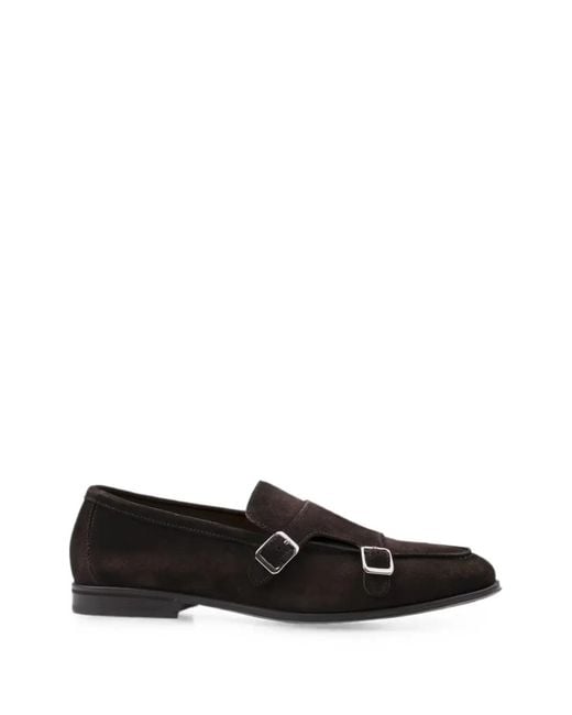 Doucal's Black Cocoa Double-Buckle Suede Loafers for men