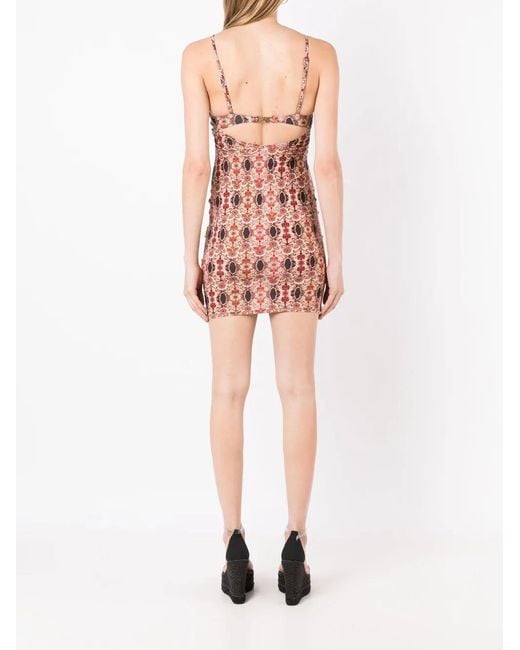 Amir Slama Red Floral-Print Cut-Out Mini Dress