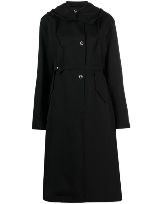 Manteau en laine à capuche Jil Sander en coloris Black