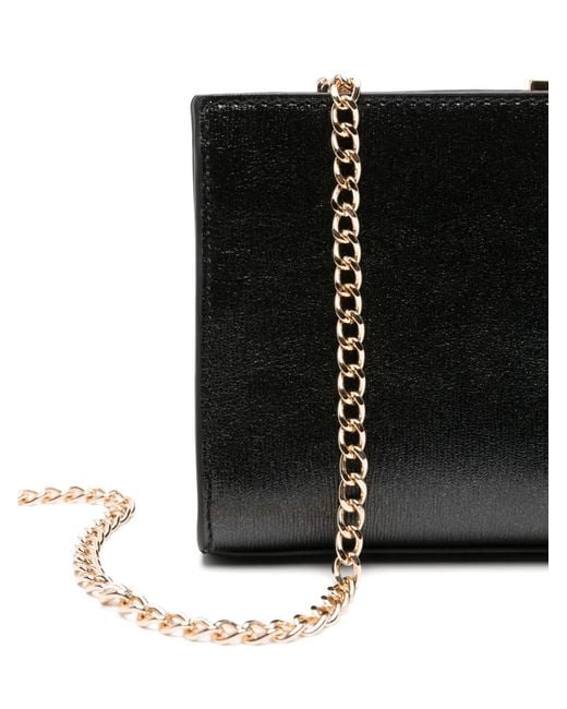 Love Moschino Black Logo-Plaque Leather Clutch Bag