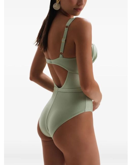 Noire Swimwear Green Balconette Ruched Swimsuit