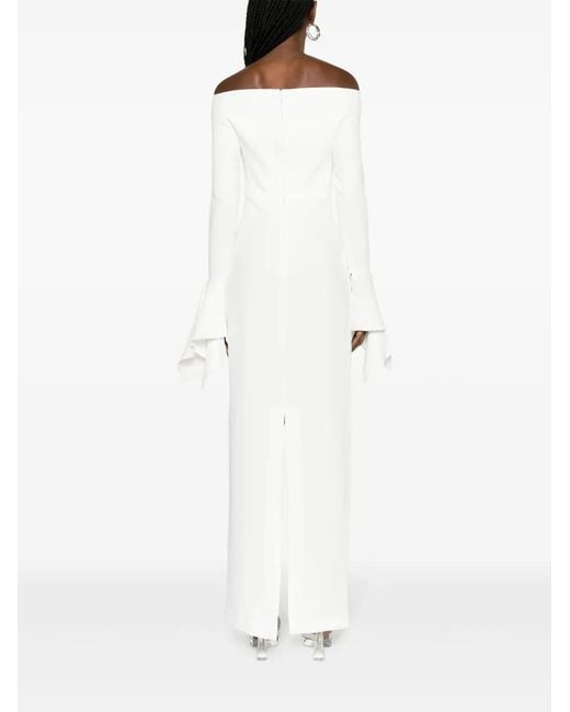 Solace London White Amalie Off-Shoulder Maxi Dress