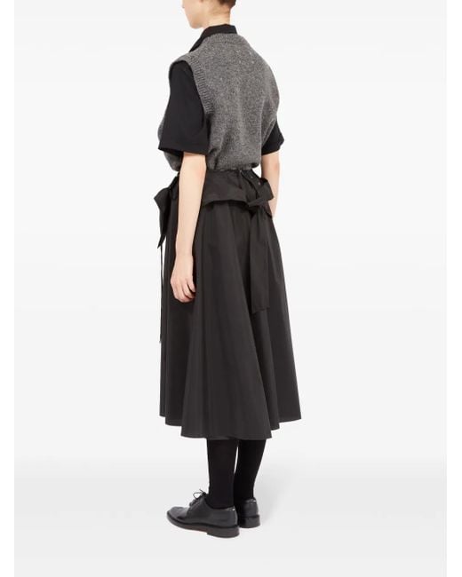 Maison Margiela Black Midi Skirt With Layered Design