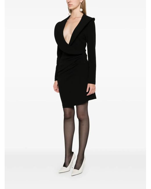 Magda Butrym Black Wrap-Design Mini Dress