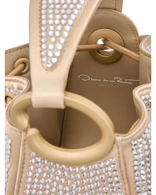 Oscar de la Renta White Nano O Handle Crystal-Pavé Bag