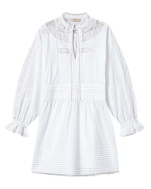 Twinset White Embroidered Mini Dress