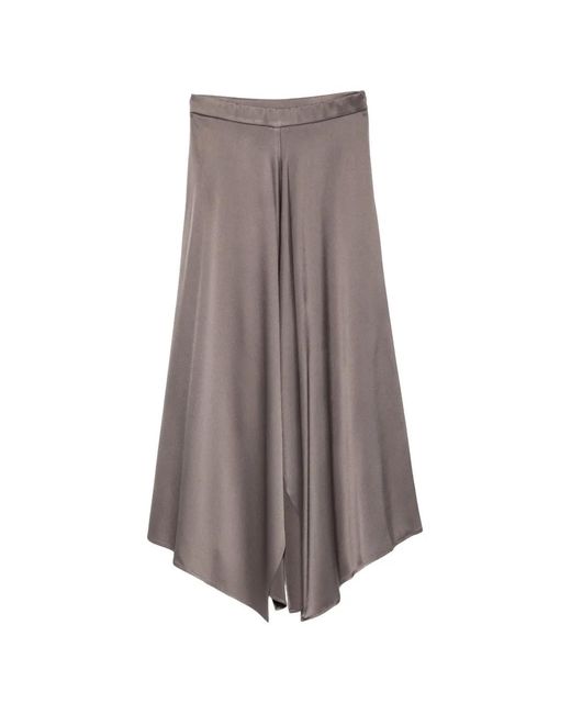 Alysi Brown Handkerchief-Hem Midi Skirt