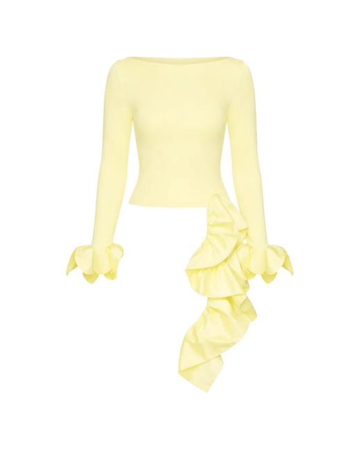PATBO Yellow Tarsila Ruffled Blouse