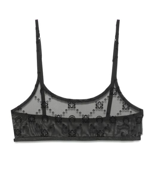 MARINE SERRE Black Moonogram Mesh Bra