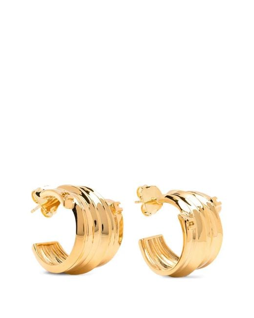 Elisabetta Franchi Metallic Ridged Hoop Earrings