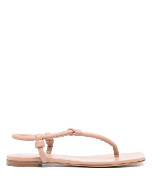 Gianvito Rossi Pink Juno Thong Leather Sandals