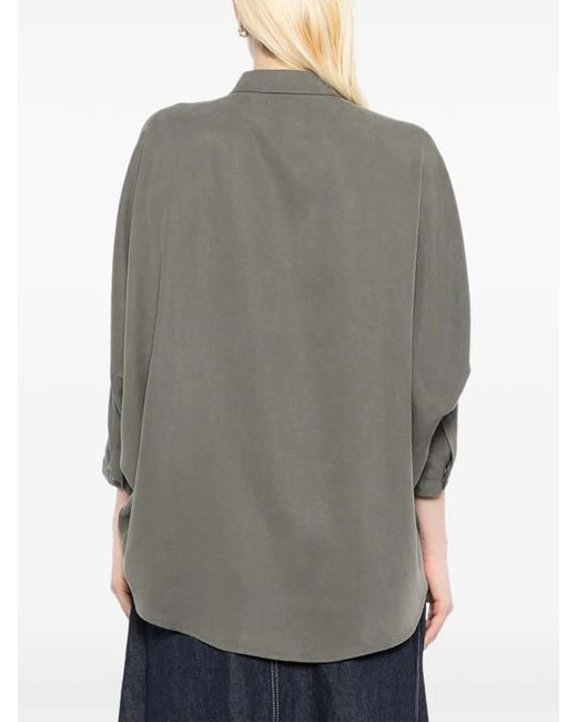 SPORT b. by agnès b. Gray Flower Embroidered Cape Shirt