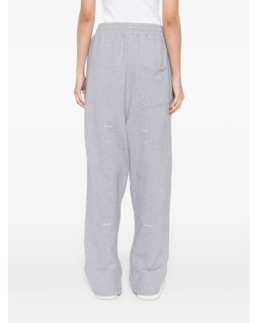 Setchu Gray Logo-Embroidered Pants