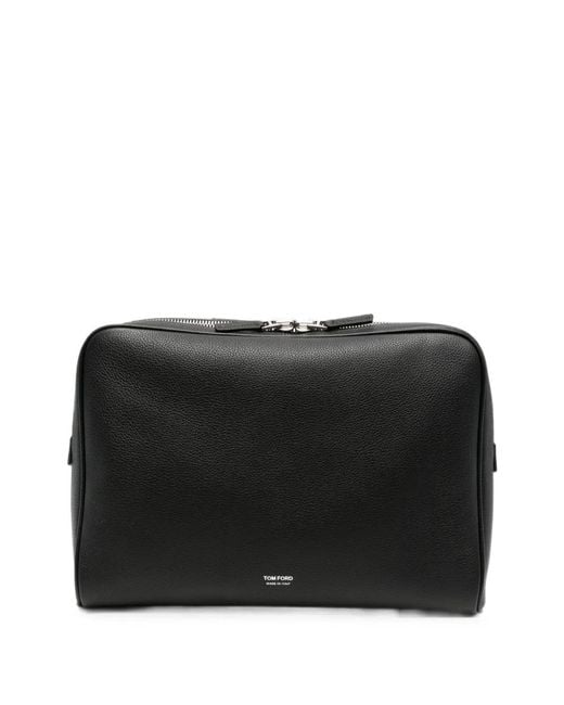Tom Ford Black Grained Leather Laptop Bag for men