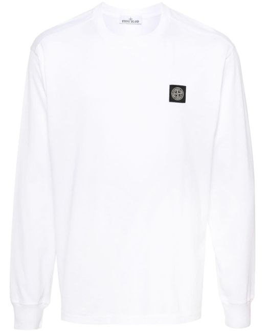 Stone Island Katoenen T-shirt Met Logopatch in het White voor heren