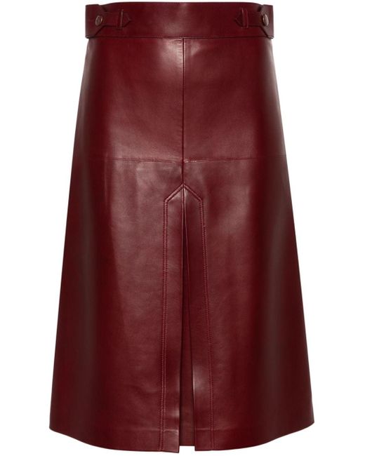 Gucci Purple Front-slit Leather Skirt