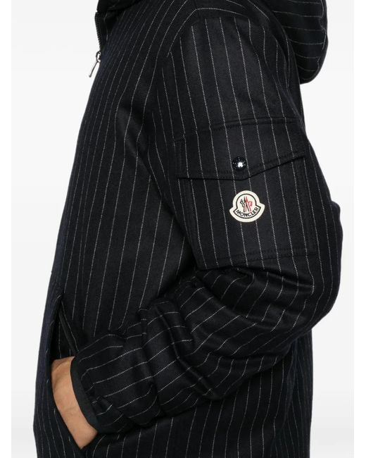 Moncler Black Ceze Pinstripe-Pattern Jacket for men