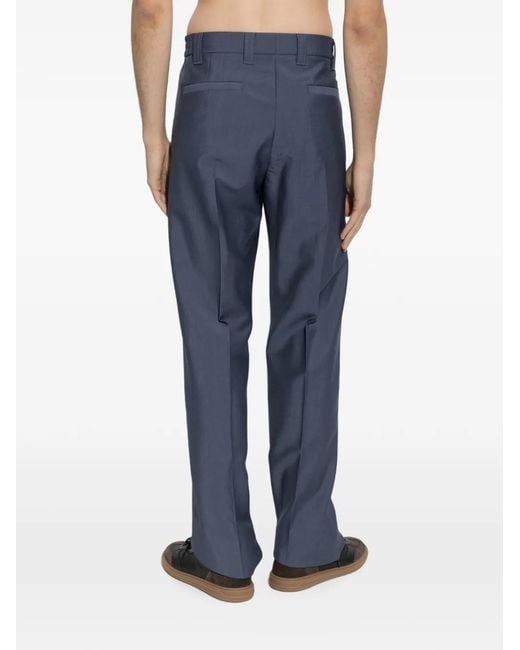 Versace Blue Pressed-Crease Trousers for men
