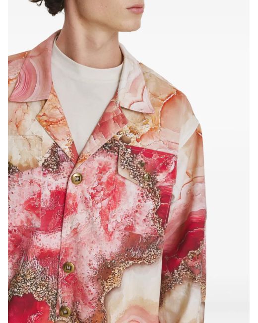 IRINA VOINEA Pink Rose Crystal Overshirt for men