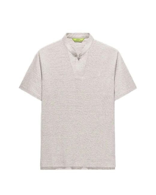 Shanghai Tang White Mandarin-Collar Polo Shirt for men