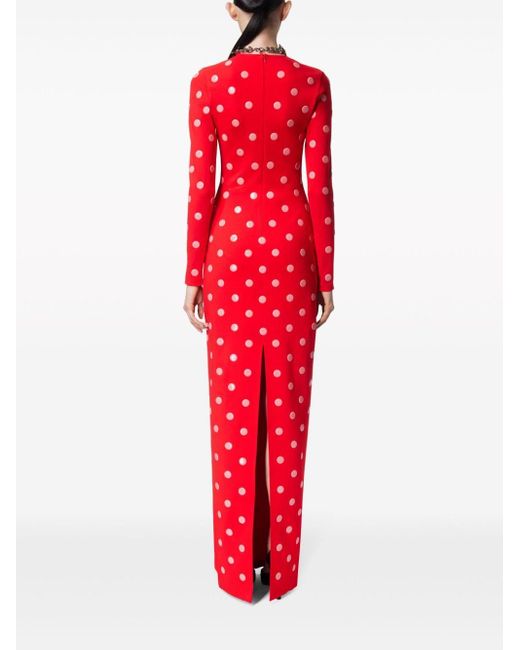 Area Red Polka-dot Long-sleeve Gown