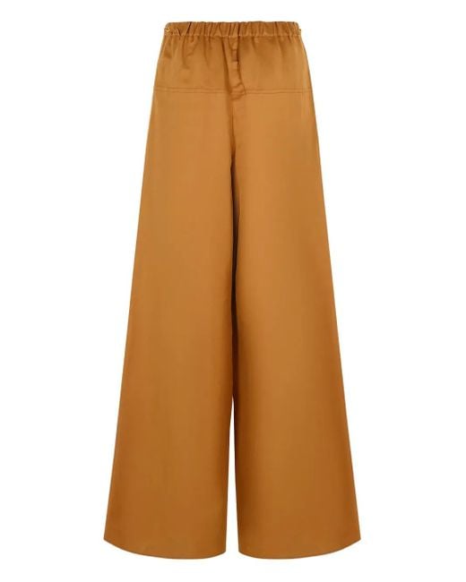 Max Mara Orange Elastic-Waistband Palazzo Pants