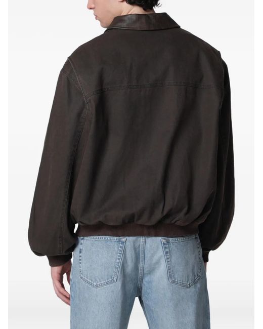 Represent Black Roscoe Logo-Appliqué Bomber Jacket for men