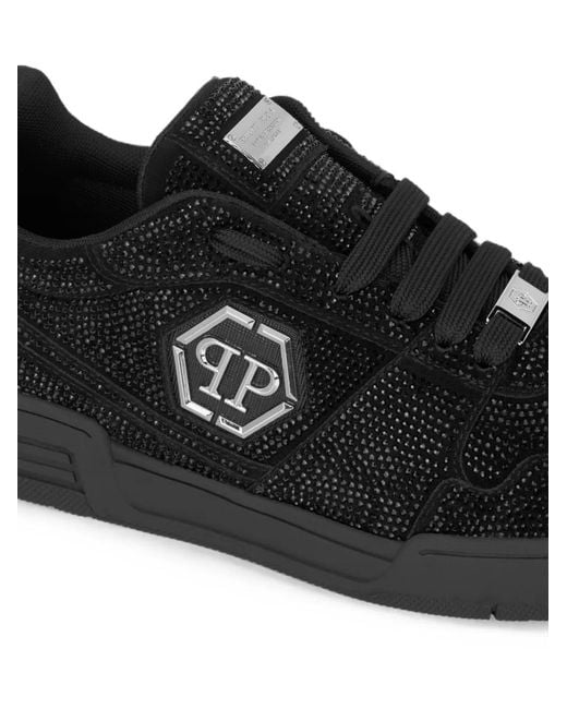 Philipp Plein Black Low-Top Sneakers P-Force 78 Strass