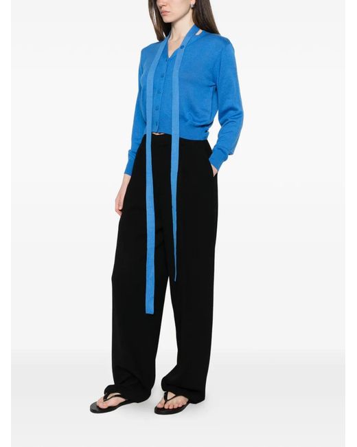 LA PISCINE Blue Buttoned Cardigan