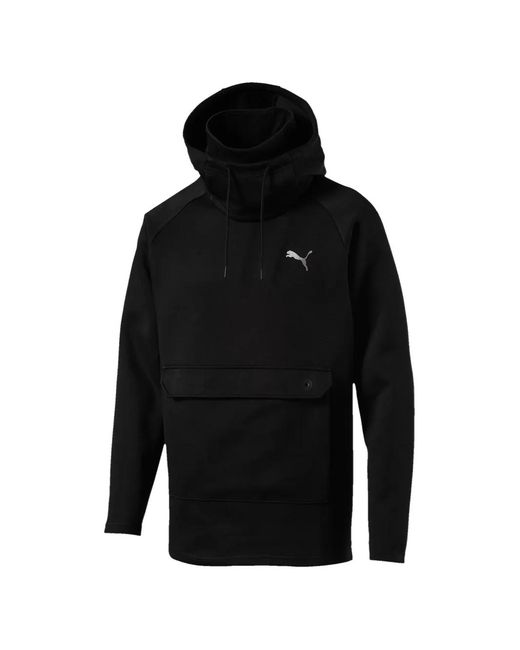PUMA Black Bnd Tech Logo-Print Hoodie for men