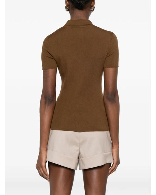 Max Mara Brown Albero V-Neck Top